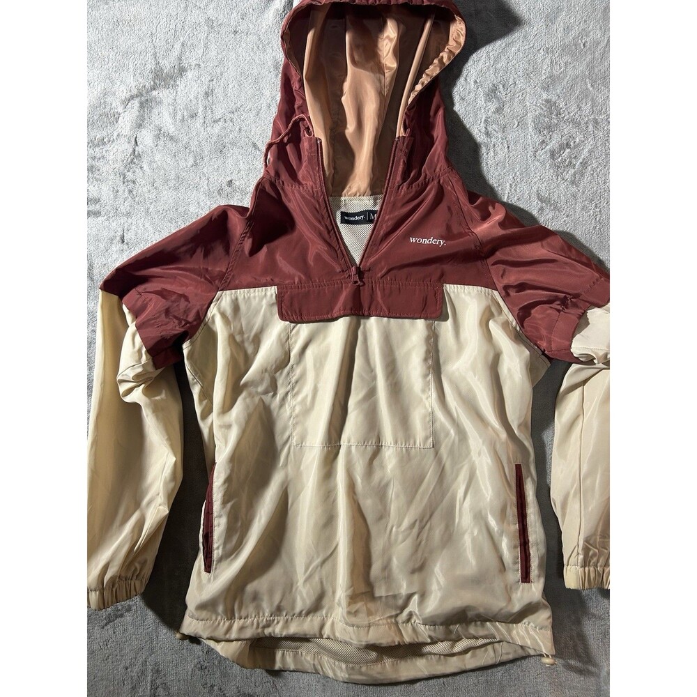 Wondery Womens Medium Hooded Windbreaker Jacket Pullover Anorak Colorblock